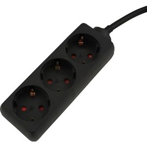 Unitec 44532 Stekkerdoos, 3-voudig, 3 m, kabel H05VV-F 3 G1,5 mm², zwart