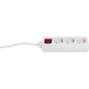 Unitec 44569 Stekkerdoos met schakelaar, 3 stopcontacten en 3 m kabel, h05 vV-f3G1,5 mm² (wit)