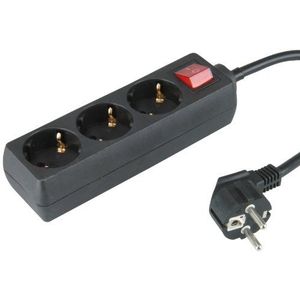 UNITEC Tafelstopcontact met stekkerschakelaar, 3-voudig, 3 m, H05VV-FG1,5 mm², zwart