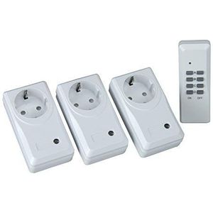 Unitec - 48110 - Draadloze Afstandsbediening - Wit - Set met 3 Stopcontacten