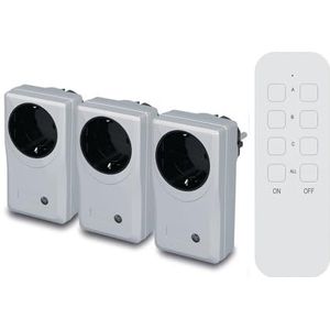 UNITEC - Set van 3 op afstand bestuurde Stopcontacten - Zilver - Zelflerende Functie