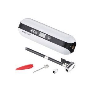 FISCHER 50375 Accucompressor, elektrische luchtpomp, 10,3 bar, powerbank en zaklamp, voor fiets, auto, motorfiets enz., wit