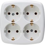 Kopp 4-Weg Stopcontact Vierkant Zonder Kabel Arctic Wit - 121001009 - E3MWT