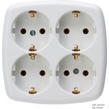 Kopp 4-Weg Stopcontact Vierkant Zonder Kabel Arctic Wit - 121001009 - E3MWT