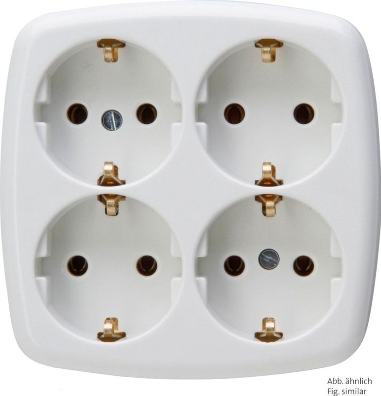 Kopp 4-Weg Stopcontact Vierkant Zonder Kabel Arctic Wit - 121001009 - E3MWT