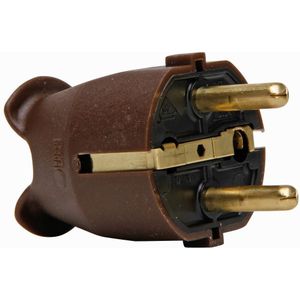 Kopp Veiligheidscontactstekker, kunststof, IP 20, centrale invoer, 2 geaarde contactsystemen volgens norm CEE 7/VII voor kabeldoorsnede tot 3 x 1,5 mm², bruin, 175706004