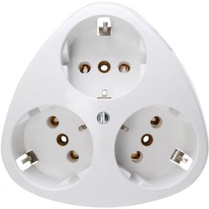 KOPP - Wandcontactdoos - Opbouw - 3-voudig - Randaarde - Arctic Glans Wit