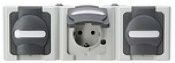 Kopp 131356005 BlueElectric Compleet Wandcontactdoos met Randaarde en Klapdeksel Spatwaterdicht Grijs 3-voudig