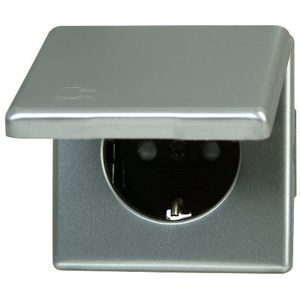 Kopp Vision wandcontactdoos met aardingscontact, met deksel en verhoogde contactbeveiliging, 115620083
