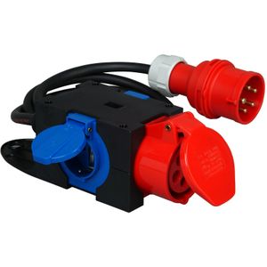 Kopp - CEE Verdeelblok - 5P/16A/400V naar 1xCEE + 2xWCD - Spatwaterdicht IP44
