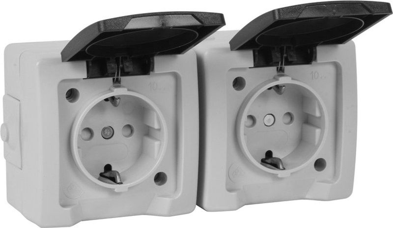 Kopp - Nautic - Vochtdichte Wandcontactdoos - Grijs - IP44