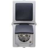 Nautic Combinatie Wip - Stopcontact - IP44 - met Randaarde - Verticaal - Antraciet / Wit