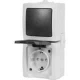 Nautic Combinatie Wip - Stopcontact - IP44 - met Randaarde - Verticaal - Antraciet / Wit