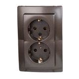 Kopp - PARIS - Dubbele Wandcontactdoos - Rozenhoutbruin - Met Aardingscontact