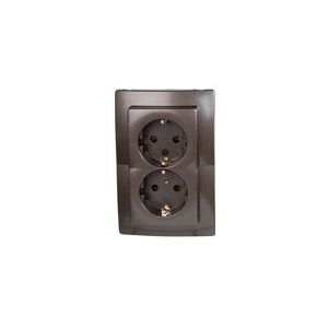 Kopp - PARIS - Dubbele Wandcontactdoos - Rozenhoutbruin - Met Aardingscontact