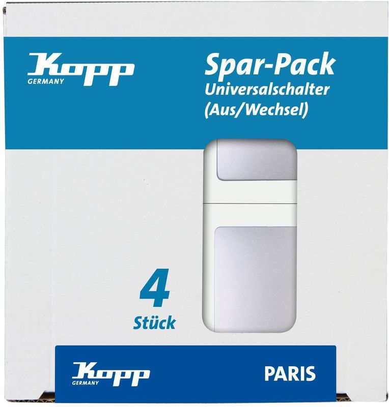 Kopp - PARIS - Universele Schakelaars - Zilver - Professioneel Pakket van 4