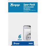 Kopp - Paris - Stopcontact - Zilver - 6x 1-voudig - 250V (16A) - IP20 - Verhoogde Aantrekkingsbeveiliging