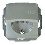 Kopp - Paris - Wandcontactdoos - Zilver - Met Randaarde en Klapdeksel