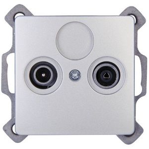 Kopp Paris 921320081 Antennestopcontact, TV/RF, enkele en doorgangsdoos voor kabeltelevisie, individuele en gemeenschappelijke installaties, IP20, zilver