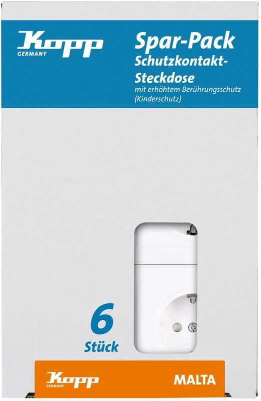 Kopp - MALTA - Stopcontacten - Arctic Wit - Voordeelverpakking 6 Stuks