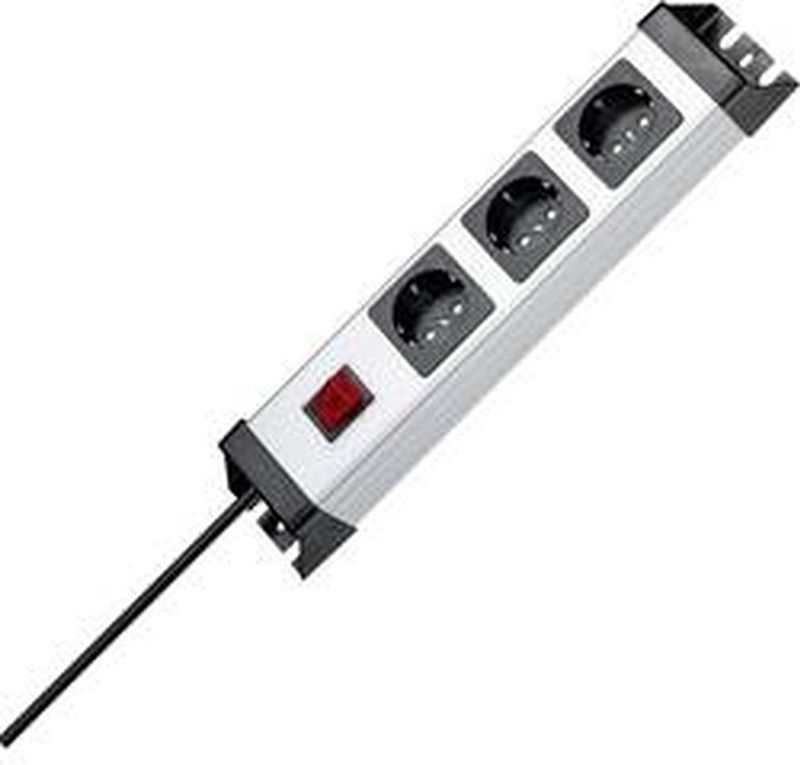 Kopp 226020017 Stekkerdoos met Schakelaar 3-voudig Grij - Zwart Randaarde Stekker 1 Stuk(s)