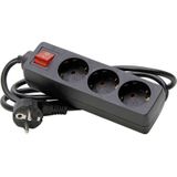 Kopp - Stekkerdoos - Zwart - 3-voudige Stekkerdoos met Schakelaar - 1,4m