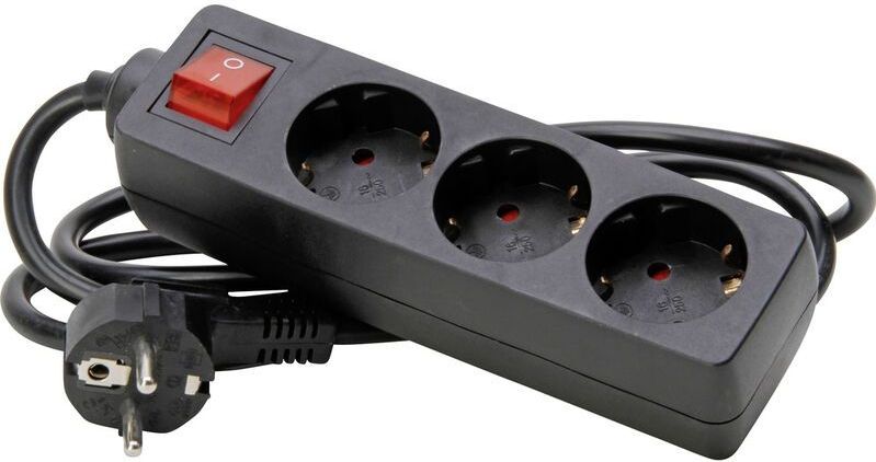 Kopp - Stekkerdoos - Zwart - 3-voudige Stekkerdoos met Schakelaar - 1,4m