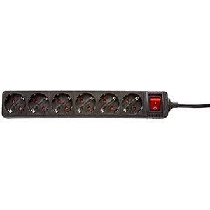 Kopp 6-voudige contactdoosstrook met verlichte schakelaar standaard, zwart 1 st., 120915006
