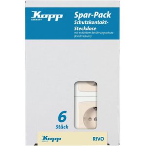 Kopp Rivo Profi-Pack: 6 beschermcontactdozen met verhoogde contactbeveiliging, 945117052