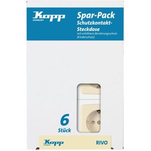 Kopp - Profi-Pack 6 Rivo - Wandcontactdozen - Crème - Met Aardingscontact