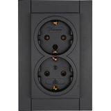 Kopp - Athenis - Geaard Stopcontact - Antraciet - 2-voudig