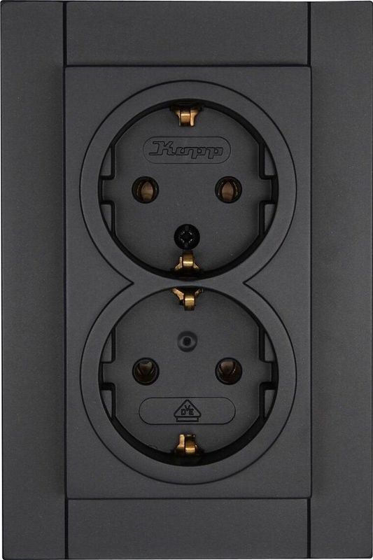 Kopp - Athenis - Geaard Stopcontact - Antraciet - 2-voudig