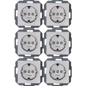 Kopp - Profi-Pack 6 - Wandcontactdozen - Roestvrij Staal - Met Aardingscontact