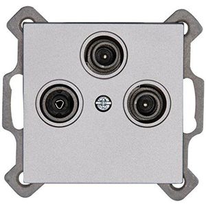 Kopp Antennestopcontact 3-voudig TV/RF/SAT Athenis staal, 1 stuk, 941347086