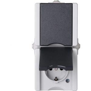Kopp - SWD Wandcontactdoos - Opbouw - 2-voudig - Grijs - IP44