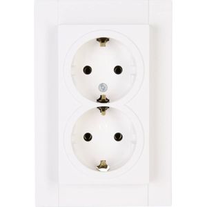Kopp 929529008 Wandcontactdoos met randaarde Compleet 2-voudig HK 07 Zuiver wit 1 stuk(s)