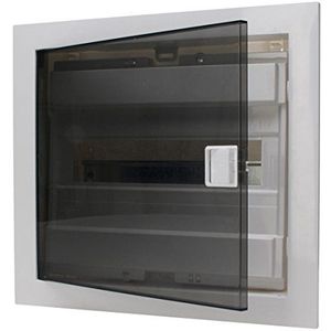 Kopp 346001004 inbouw-verdeelkast met plastic deur 1-rij voor 12 polen, grijs/zwart