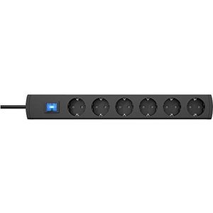 Kopp UNOversal® Plus 233005012 Stekkerdoos, 6-voudig, 5 m met schakelaar en grote afstand, meervoudige stekkerdoos vast te schroeven met aanraakbeveiliging, stekkerdoos voor binnen, antraciet, 5 m