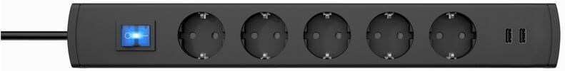 Kopp - Multistekker - 5 Geaarde Contactdozen - 2 USB-Oplaadpoorten - Kunststof