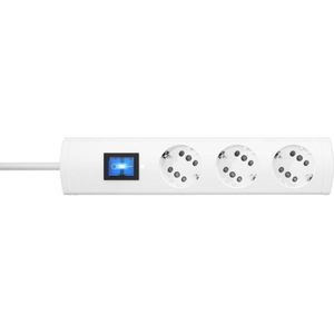 Kopp DUOversal® plus 3-/6-voudige stekkerdoos 5 m met dubbele sleuven + schakelaar + grote afstand + contactbeveiliging I meervoudig stopcontact vastgeschroefd I wit - 234002010, 5 m voedingskabel