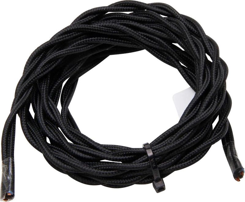 Kopp gevlochten textielsnoer - 2 x 0.75 mm² - 2 meter - Zwart