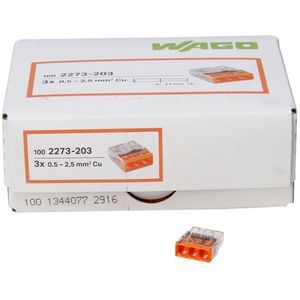 Kopp Wago Compact verdeeldoosklem 3-draadsklem 0,5-2,5 mm² Inhoud 100 stuks, transparant/oranje, 33346421