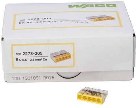 Wago - 2273-205 - Stekker-/blikklem - Transparant/Geel - 5-polig - Profipack 100 Stuks