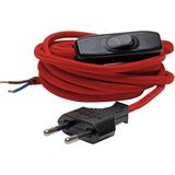 Kopp Aansluitsnoer ongeaard met schakelaar – rood (2m)