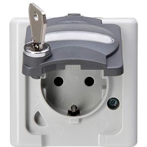 Kopp 103532004 AP Schuko BLUE ELECTRIC - geaarde stopcontact met klapdeksel en veiligheidsslot nr. 13, kleur: grijs