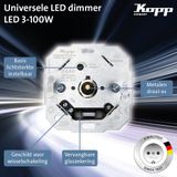 Kopp LED inbouwdimmer - 3-100W - universeel - instelbare helderheid - IP20