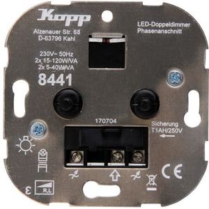Kopp 844100188 LED-dimmer dubbele draai-uitschakelaar 2 x 5-40 W