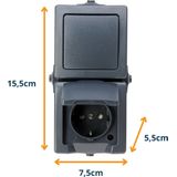 Nautic - Verticaal Stopcontact - Spatwaterdicht - Antraciet - IP44