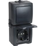 Nautic - Verticaal Stopcontact - Spatwaterdicht - Antraciet - IP44