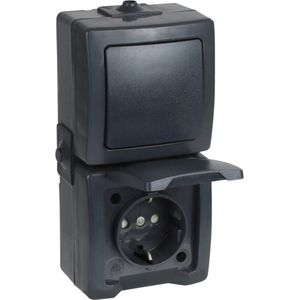Nautic - Verticaal Stopcontact - Spatwaterdicht - Antraciet - IP44